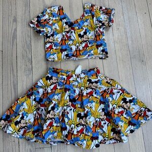 WILD RICH KIDS Girl's Disney Character Crop Top & Skirt Matching Set Size 11/12